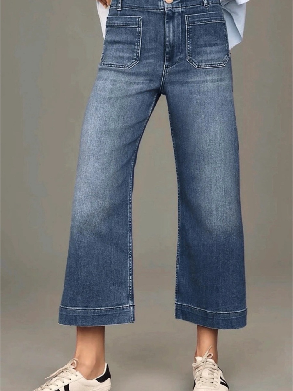 Maeve by Anthropologie The Colette Wide Leg Cropped Jeans Blue Waist 32 Like New